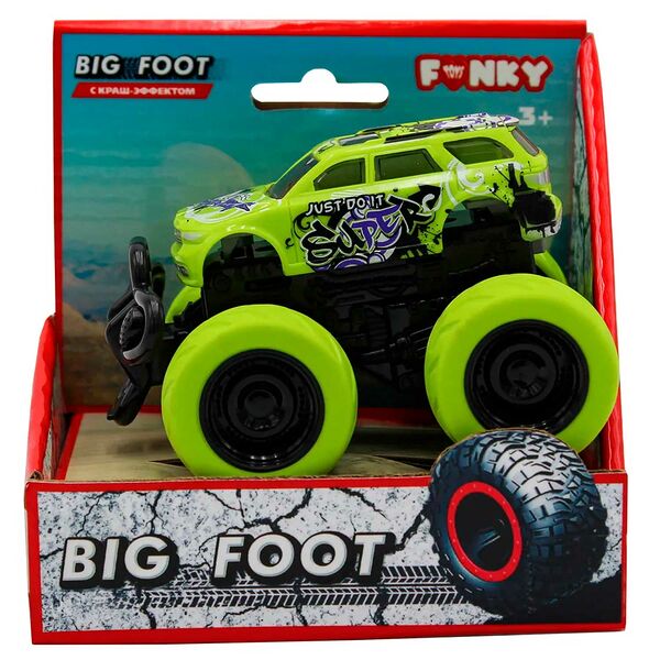 Машинка Funky toys зелёная с краш-эффектом пул-бэк 60008