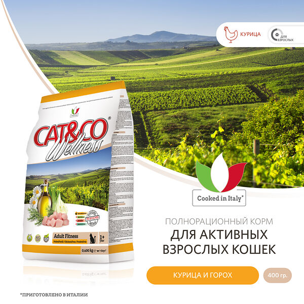 Wellness Cat&Co Adult Fitness корм для активных взрослых кошек Курица и горох