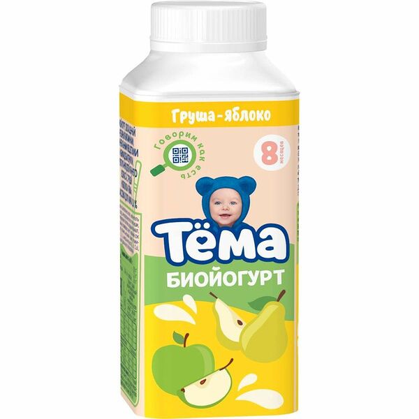 Биойогурт Тёма питьевой груша-яблоко с 8 месяцев 2.8%, 210г