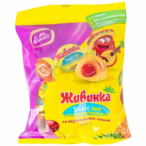 Конфеты Konti Живинка Tropic Sea со вкусом ананас-вишня, 250г