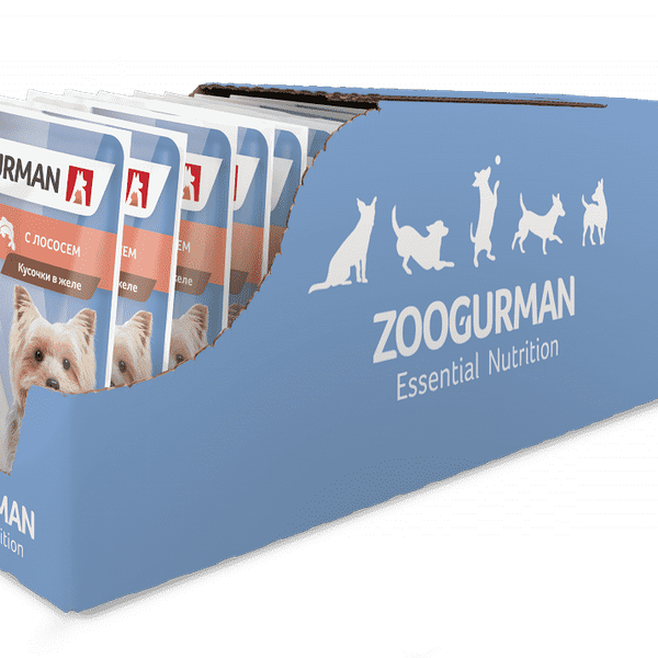 Корм для собак ЗООГУРМАН Лосось кусочки в соусе пауч 85г (упаковка - 30 шт)