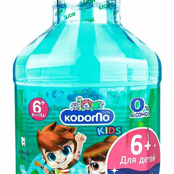 Детский ополаскиватель для полости рта LION THAILAND Kodomo с 6 лет с ароматом фруктовой мяты 250 мл