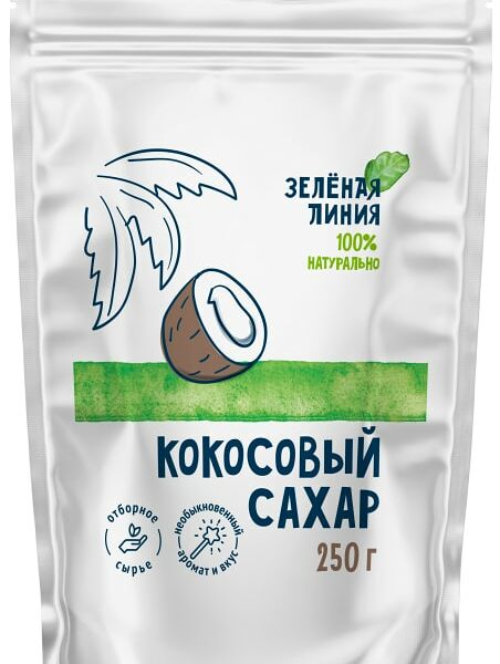 Сахар Зеленая Линия кокосовый 250г