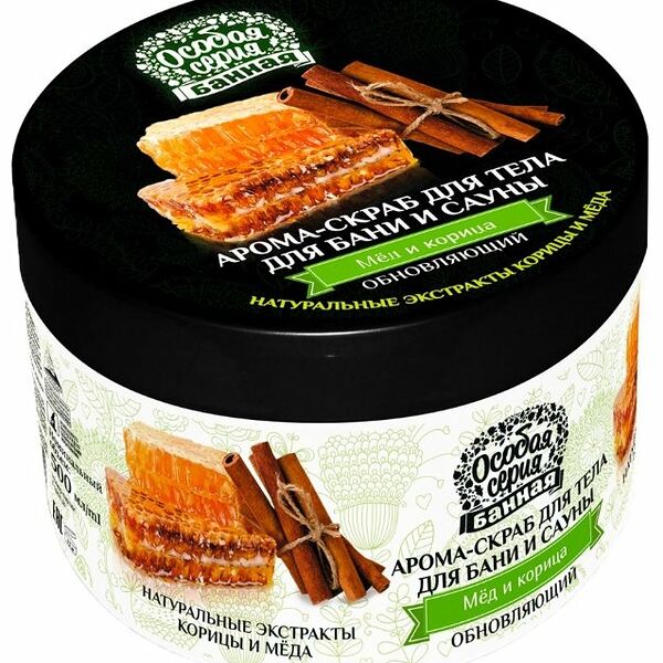 Особая серия Арома-скраб для тела для бани и сауны Мед и корица 500 мл
