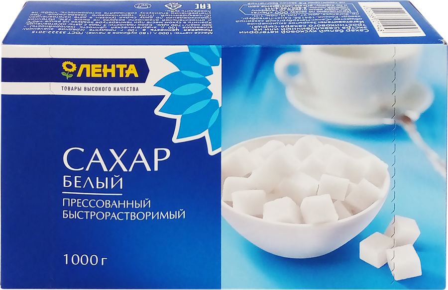 

Сахар-рафинад ЛЕНТА белый кусковой категория Экстра ГОСТ
