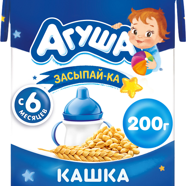 Каша Агуша Засыпай-ка молочная пшеничная с 6 месяцев