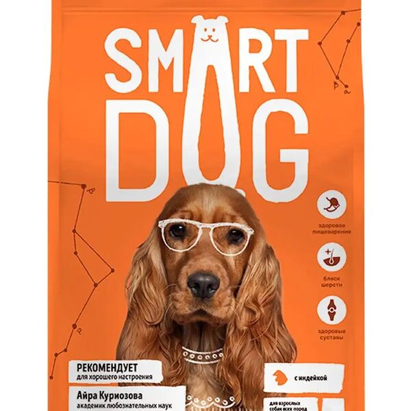 Сухой корм для взрослых собак Smart Dog с индейкой