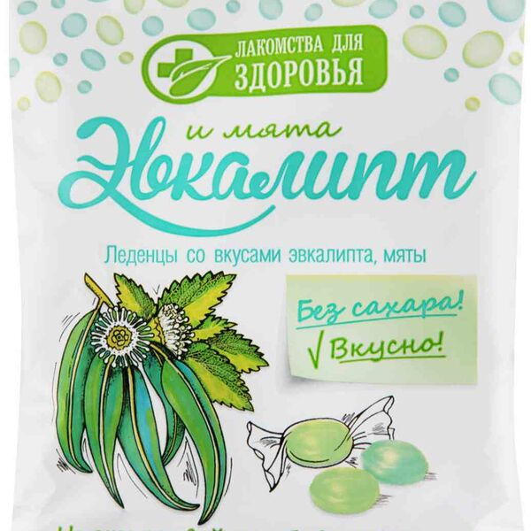 Карамель леденцовая Лакомства для здоровья со вкусом Эвкалипта и мяты