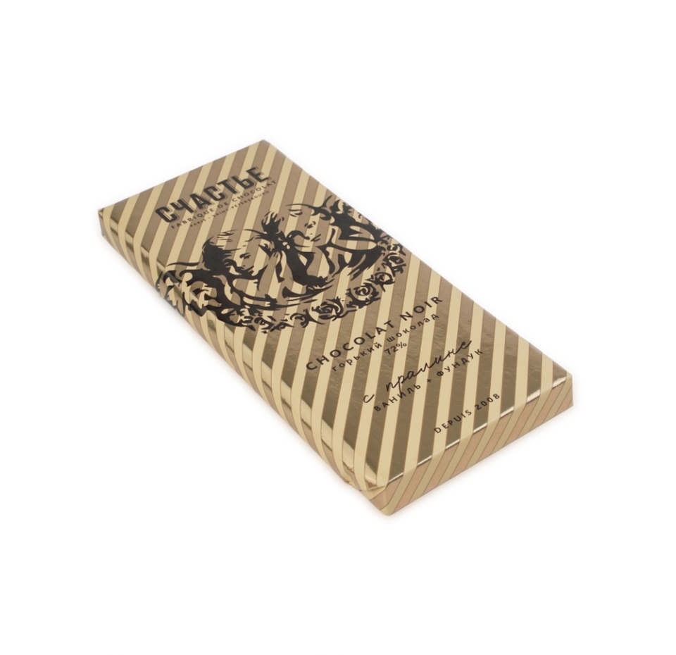 

Шоколад Счастье горький 72% с пралине мадагаскарская ваниль-фундук 100г, Россия