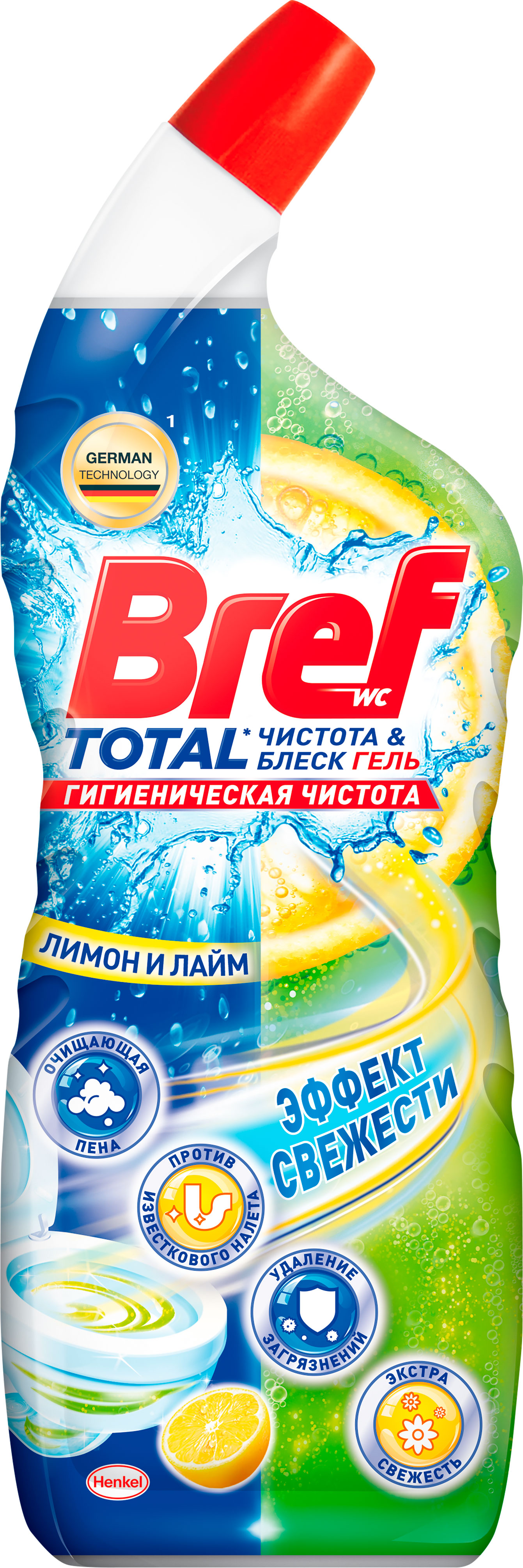 

Чистящее средство для туалета Bref Total гель чистота и блеск, лимон и лайм 700 мл