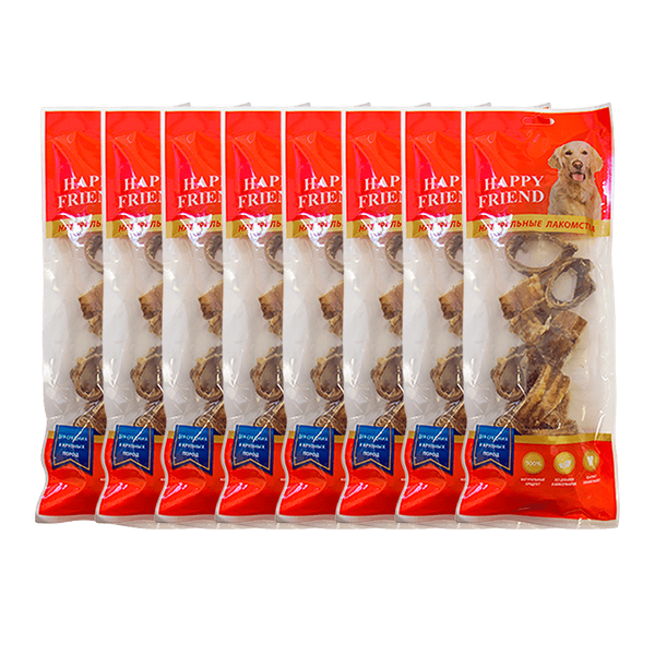 Лакомство для собак HAPPY FRIEND Кольца из говяжьей трахеи для средних и крупных пород 120г (упаковка - 10 шт)