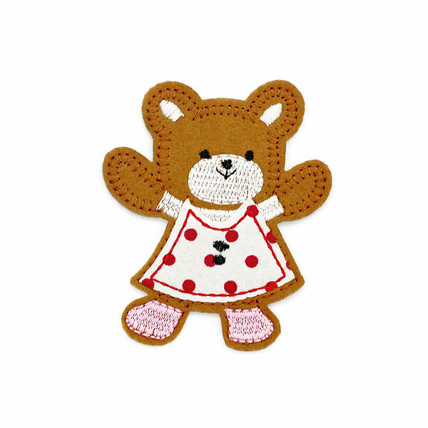 LA169 Термоаппликация 'Мишка в платье' 65*80 мм