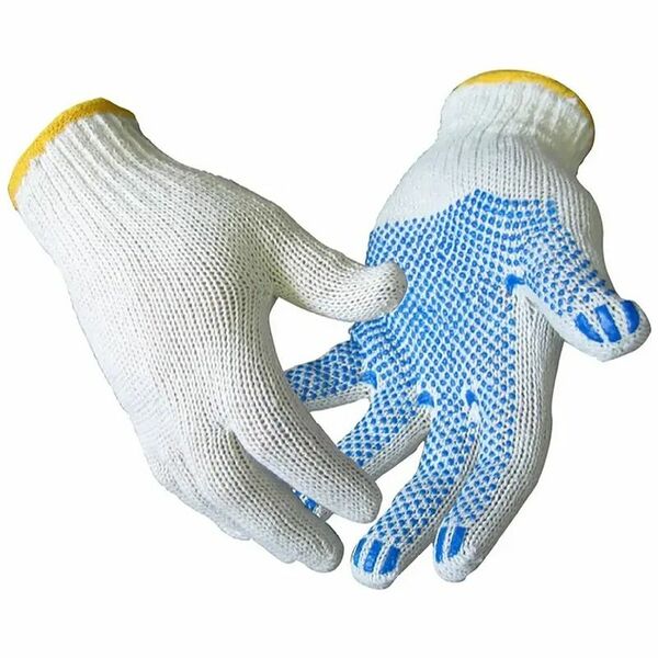 Перчатки трикотажные хлопкополиэфирные с частичным ПВХ-покрытием Home Story, 3 пары