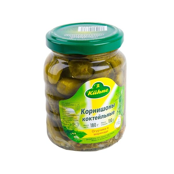 Корнишоны Kuhne коктейльные в маринаде 180г