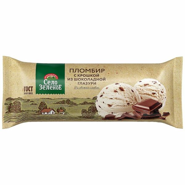 Мороженое Село Зеленое Пломбир с шоколадной крошкой 15%