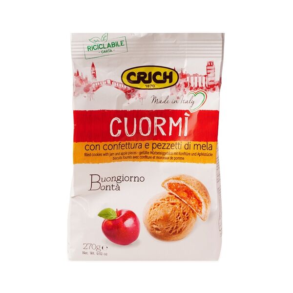 Печенье Crich Cuor Mi Biscuits песочное с яблочным джемом 270г, Италия