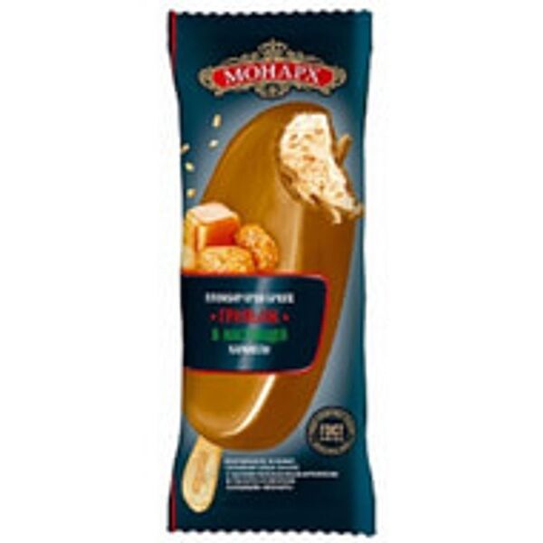 Эскимо Монарх пломбир крем-брюле с арахисом-карамелью глазированное 12%, 90г
