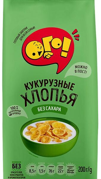Готовый завтрак Ого Хлопья кукурузные без сахара 200г
