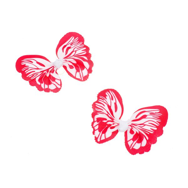 Бантик розово-белый бабочка 2шт