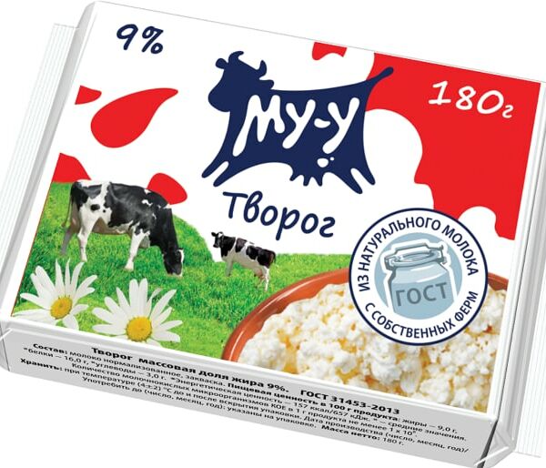 Творог Му-у 9% 180г