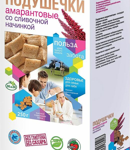 Подушечки Di&Di амарантовые со сливочной начинкой (без глютена)