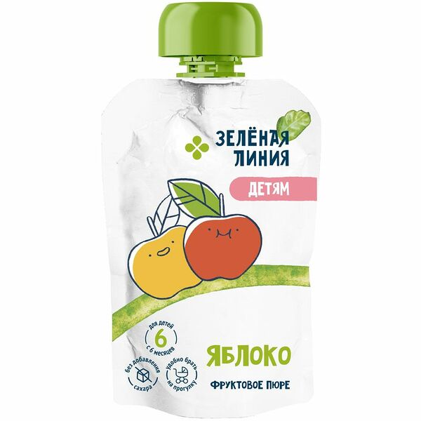 Пюре яблочное с 4 месяцев Зелёная Линия, 90г