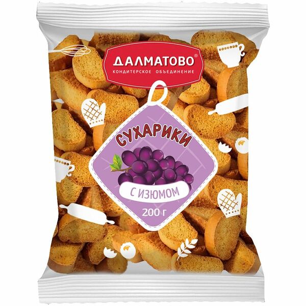 Сухарики Далматовские с изюмом, 200г