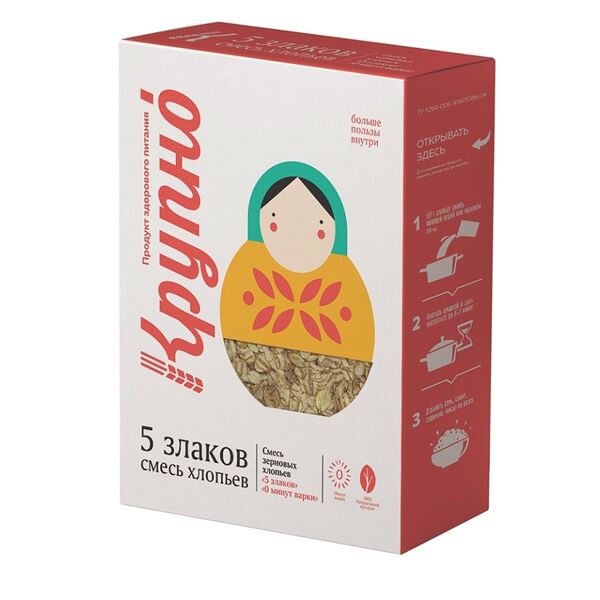 Хлопья Крупно 5 злаков смесь зерновых хлопьев