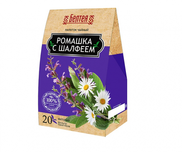 Чайный напиток БЕЛТЕЯ Фиточай ромашка с шалфеем вес 20пак*1,0г