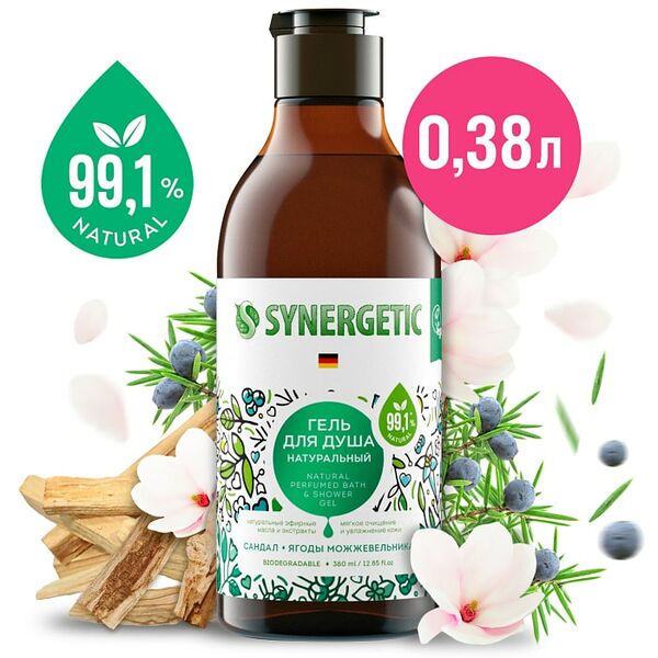 Гель для душа Synergetic Сандал и Ягоды Можжевельника 380мл
