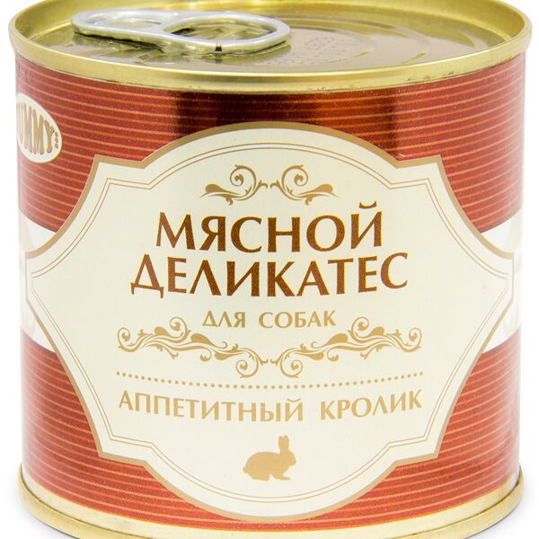 Мясной Деликатес консервы для собак, с натуральным кроликом в желе
