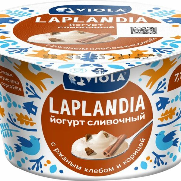 Йогурт Viola Laplandia сливочный с ржаным хлебом и корицей 7% 180г
