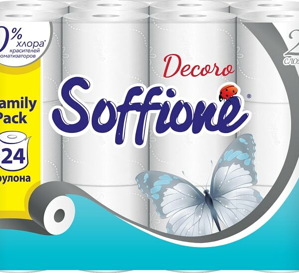 Туалетная бумага Soffione Family Pack 2 слоя 24 рулона