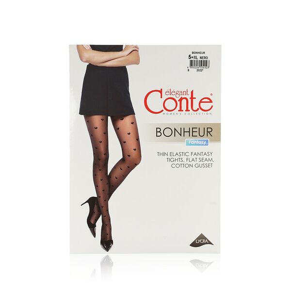 Женские колготки с рисунком Conte Elegant Bonheur 20 den Nero 5 размер