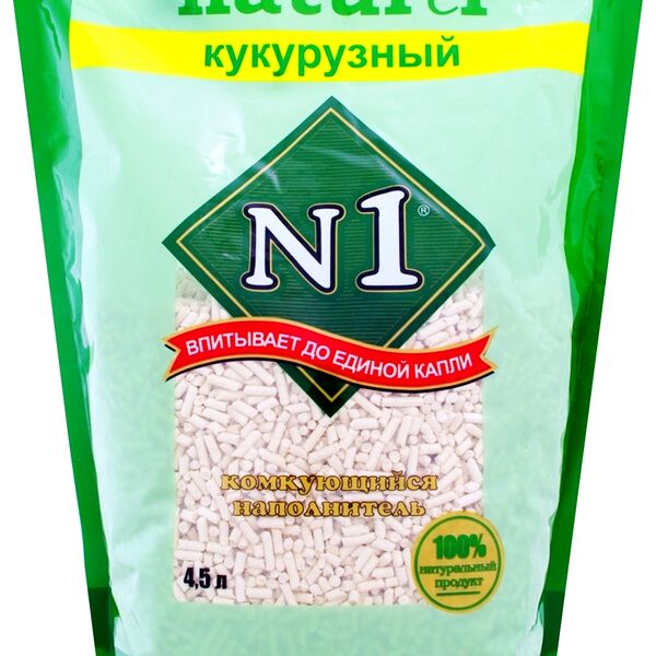 №1 Naturel наполнитель кукурузный впитывающий 1,8 кг.