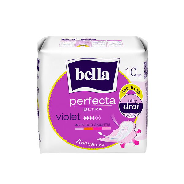 Bella Perfecta ultra Violet deo fresh Ультратонкие женские гигиенические впитывающие прокладки 10 шт