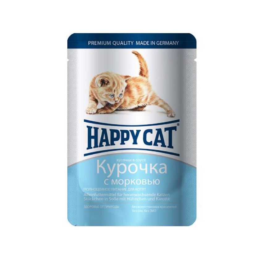 

Корм влажный Happy Cat для котят курочка с морковью в соусе 100 г