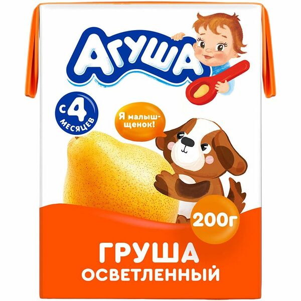Детский сок осветлённый Агуша Груша с 4 месяцев