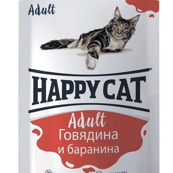 Корм для кошек влажный Happy cat Adult Говядина и баранина