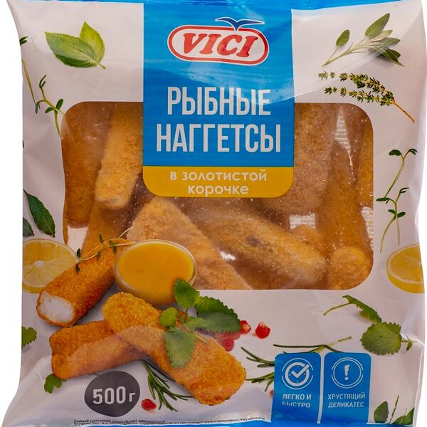 Наггетсы Vici из филе хека в золотистой корочке 500г