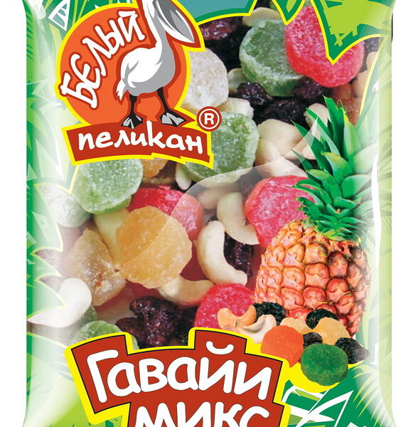 Смесь Гавайи Микс Белый Пеликан ананасы сушеные, кешью, изюм Джамбо 100г