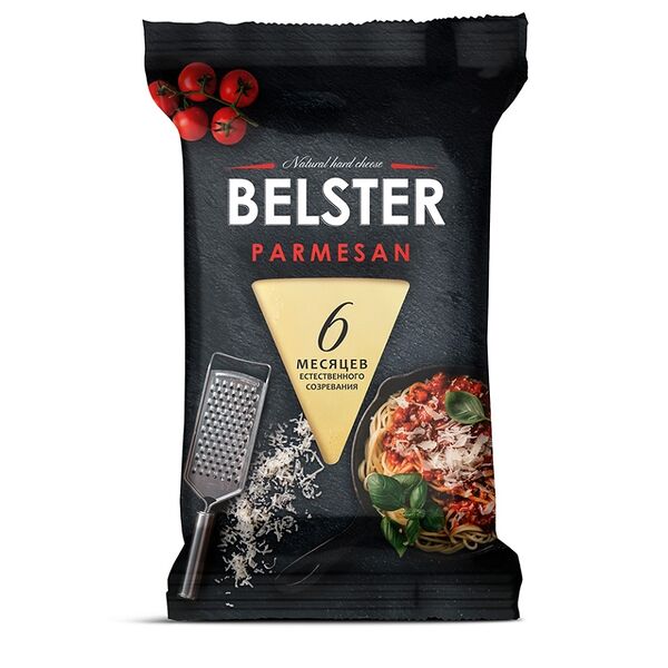 Сыр твердый Belster Parmesan 40%, срок созревания 6 месяцев, без змж 195 г