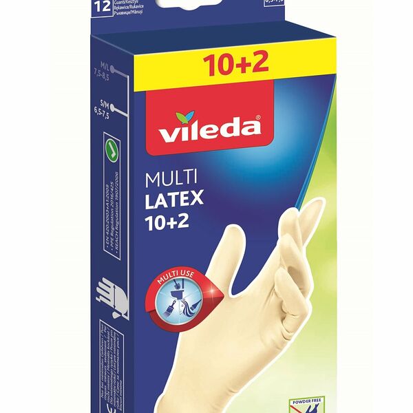 Перчатки одноразовые, Vileda, 10+2 шт., размер S/M, Малайзия