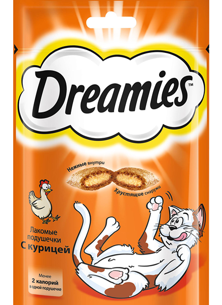 Лакомство для кошек Dreamies Лакомые подушечки с курицей