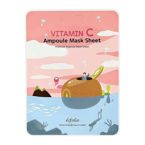 Маска тканевая Esfolio с экстрактом киви и витамином С антиоксидантная 25 мл