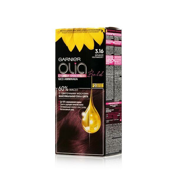 Крем-краска для волос Garnier Olia Стойкая Без аммиака 3.16 Взрывной ультрафиолет