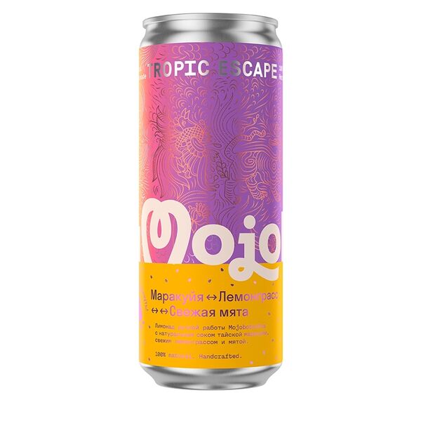 Напиток газированный Mojobotanica Tropic Escape Маракуйя-Лемонграсс сокосодержащий 0.33л, Россия