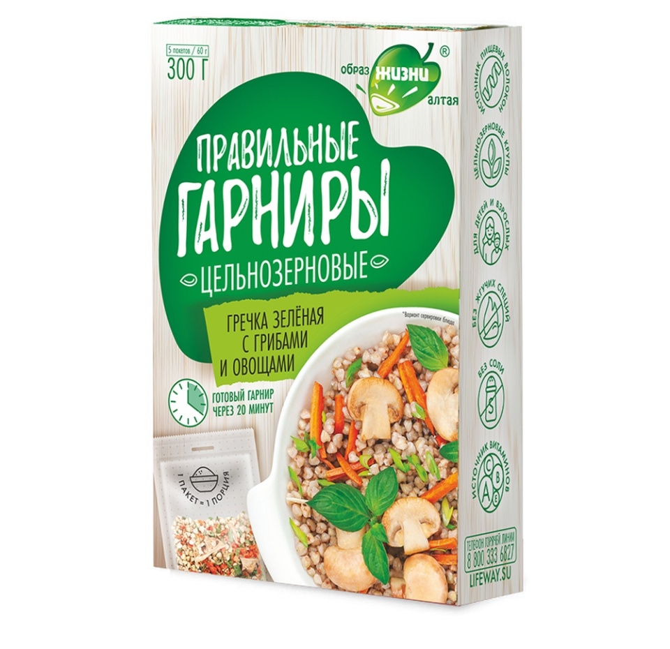 

Гречка зеленая Образ жизни Алтая с грибами и овощами 5 шт. 300 г