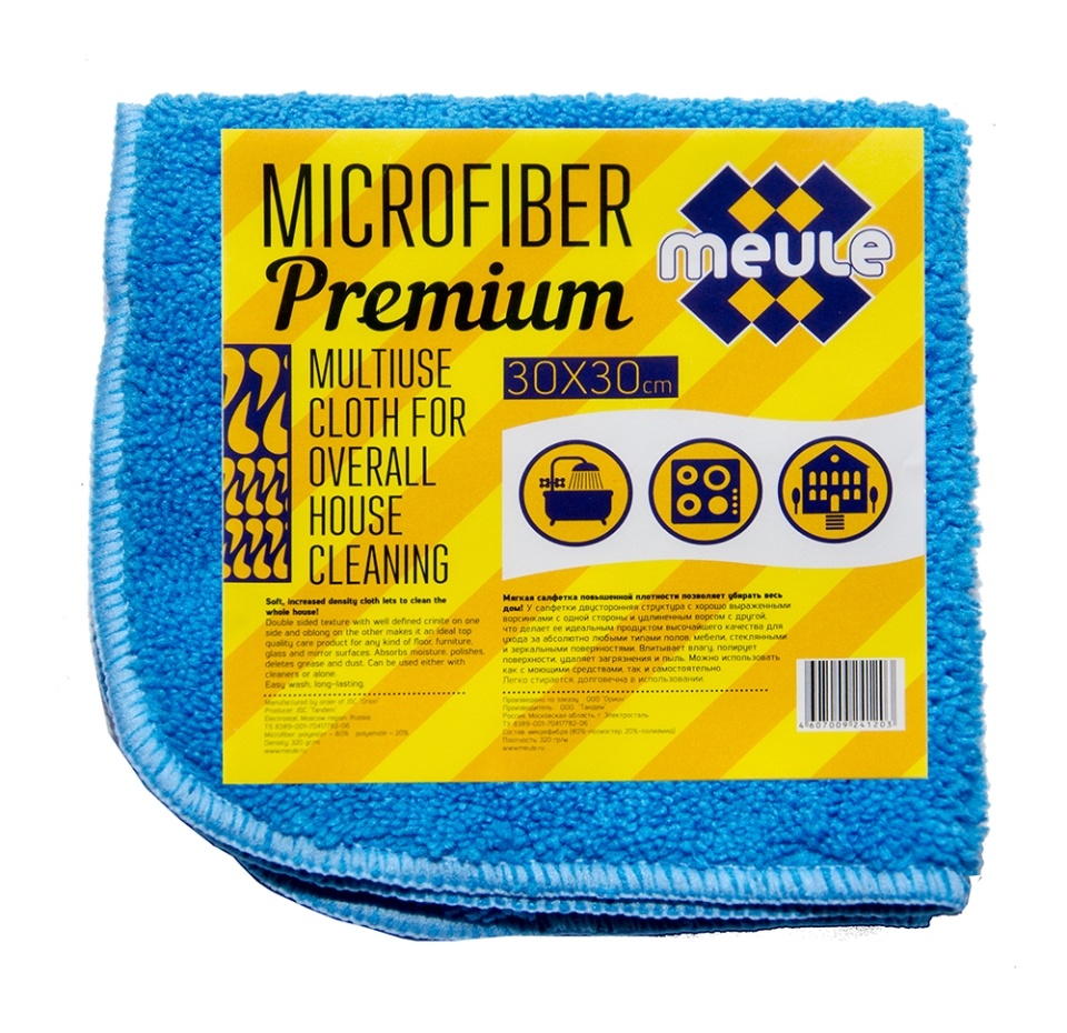 

Cалфетка Premium из микрофибры универсальная для генеральной уборки, Meule, 30*30 см, Россия