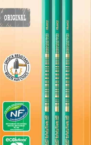 Карандаши чернографитные Bic HB Evolution с ластиком, 3 шт.